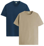 ADRO T Shirts Pack of 2 Mens Tshirts Cotton T Shirts for Men Tshirt T-Shirts Combo T Shirts Tshirts for Men Plain Solid Tshirts Teal Beige Tshirt for Men RCM2-PLN-SB-BE-M,Teal,Beige