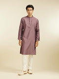 Diwas By Manyavar Men'S Art Silk Thread Work Kurta (Purple,M)