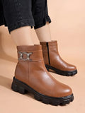 Shoetopia Smart Casual Side Buckle Detailed Tan Boots For Women & Girls /Eu38,Tan,5,B0DM6FFG79