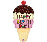 Ice Cream Cone Shaped Happy Birthday 33 Foil Balloon