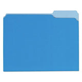 Recycled Interior File Folders, 1/3 Cut Top Tab, Letter, Blue, 100/Box