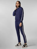 FYLTR Women's Drop Shoulder Hoodie & Joggers Set With Contrast Branded Tape on Sleeve and Jogger Side Seam - Rib Hem & Cuff | Slit Detail at Hem,Bewitched Blue
