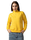 Fyltr Women'S Casual Stand Collar Jacket With Drop Shoulder & Boxy Fit - Half Zipper | Utility Pockets | Rib Hem & Cuff Mellow Yellow,Mellow Yellow,Mellow Yellow,Xl