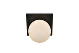 Living District Jillian 1-Light Iron & Glass Bath Sconce In Black/Frosted White