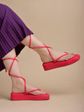 Shoetopia Stylish Ankle Wrap Pink Flat Sandals For Women & Girls /Eu40,Pink,7,B0DK732BZQ