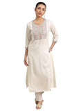 Libas Women'S Viscose Rayon Floral Straight Kurta (29456O Off White