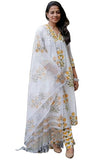Gosriki Women'S Rayon Viscose Printed Straight Kurta With Pant & Dupatta (Medal White-Gs_M_White_Medium),White,,B0DRZNYLSX