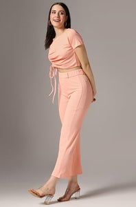 Toplot Co Ord Set For Women Solid Top And Bottom (Top-Pant-5138-Peach-M),Peach,,B0CGNR5WQ3
