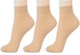 Vtflair WomenS 3 Pairs Pack Skin Color Premium Sun Protection Nylon Ankle Thumb Socks For GirlS(VtWomen Ankle Socks)