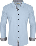 Lookmark Men'S Cotton Blend Stitched Solid Full Sleeve Shirt(Shirt 07-S) Sky Blue
