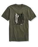 Adro Mens Attack On Titan Cotton T-Shirt (S, Olive)