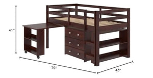 Donco Kids 760-Cp Low Study Loft Bed, Dark Cappuccino/White