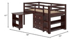 Donco Kids 760-Cp Low Study Loft Bed, Dark Cappuccino/White