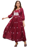Gosriki Women'S Rayon Viscose Anarkali Printed Kurta With Pant (Anveshi Maroon-Vks05-Gs_L_Maroon_Large),Maroon,,B0F26P5KSP