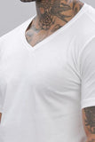 ADRO V-Neck T Shirt for Men 100% Cotton Vneck Tshirt is Ideal for Casual wear Workouts and Loungewear Adding a Stylish Touch.|VN24-PLN-WH-M White,White