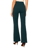 Leriya Fashion Women's Yoga Dress Pants Stretchy Work Slacks Business Casual Office Straight Leg/Bootcut Elastic Waist with 2 Pockets Regular Fit Trouser (Large Green),Green