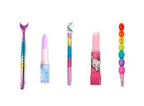 Eclet Pack of 5 Pens Unicorn Stationery Set with Lipstick Pen Lipstick Eraser Sparkle Pen Pencil Multicolor Ink Ball Pen Gift Se