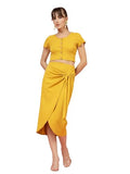 Oomph! Stretchable Lycra Coord Crop Top And Skirt Set For Women Yellow - Coord_Mt832Msk091,Canary YellowApparel,M