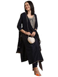 Gosriki Women'S Rayon Blend Straight Embroidered Kurta With Pant & Dupatta (Paan Blue-Gs_M_Blue_Medium),Blue,,B0DHQKMRXC