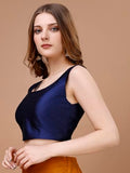 Womanista Women'S Taffeta Solid Sleeveless Regular Fit Sequinned Blouse (Bl_43_Blue M)