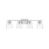 Living District Merrick 4-Light Iron & Glass Bath Sconce In Chrome/Clear