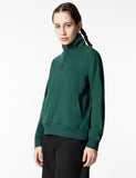 Fyltr Women'S Casual Stand Collar Jacket With Drop Shoulder & Boxy Fit - Half Zipper | Utility Pockets | Rib Hem & Cuff,Enchanted Evergreen,Enchanted Evergreen,Xl