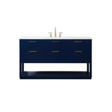 Elegant Decor Larkin 60 Solid Wood Mdf Single Bathroom Vanity In Blue Finish