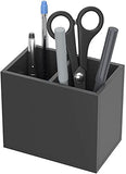 HOMANLY Acrylic Pen Holder 2 Compartments Black Pencil Organizer Cup for Counter top Desk Accessory Storage Durable Compact Desk