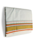 Prakasam Cotton Mens Panchakacham 9X5 Unbleached Cotton Dhoti And Towel Set (Muthu Pet-010) Dhoti Size 1.28X4.00 Mtrs And Towel 