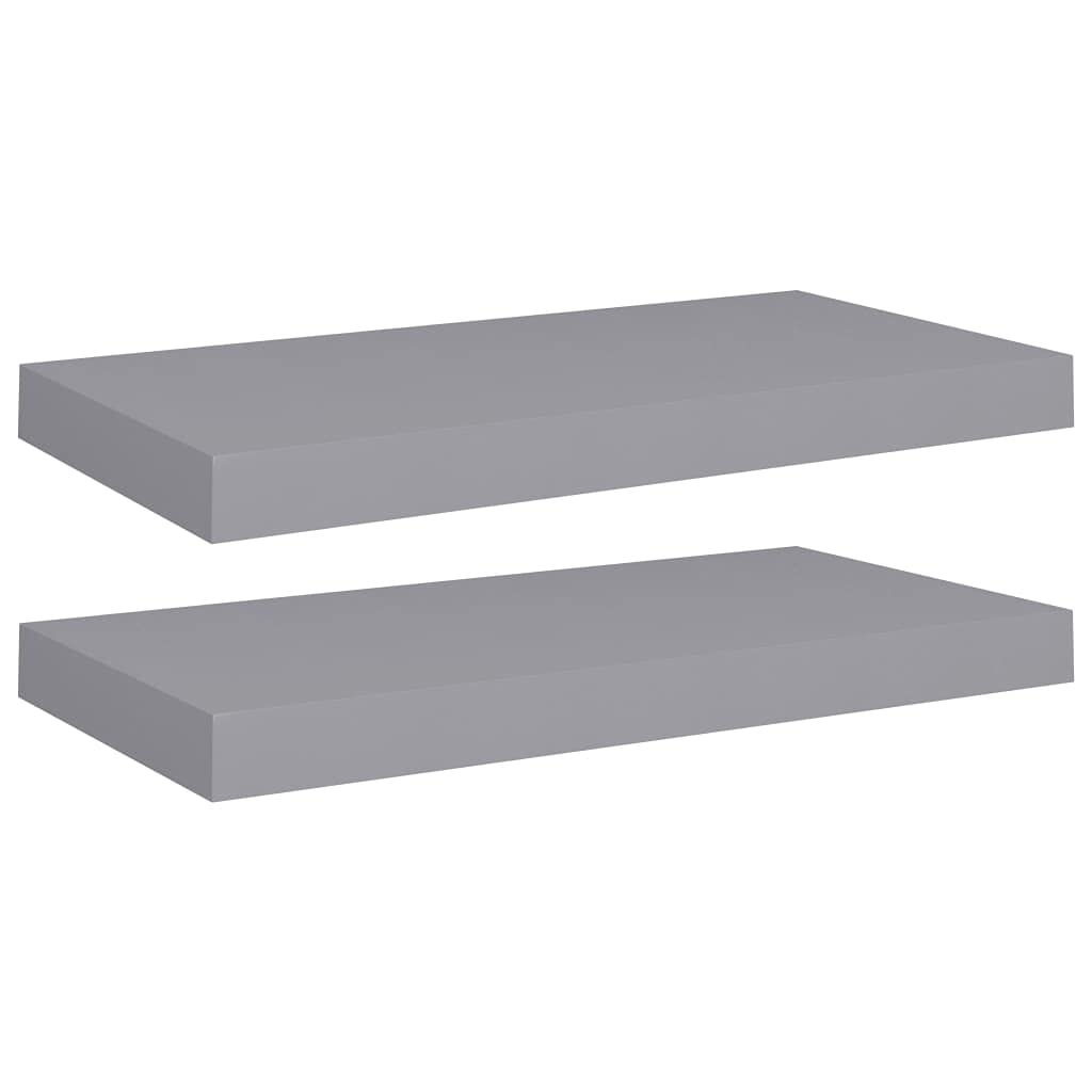 vidaXL Set of 2 Floating Wall Shelves - 19.7x9.1x1.5 Gray Modern Design Honeycomb MDF and Metal Frame - Invisible Mounting Syste