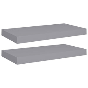vidaXL Set of 2 Floating Wall Shelves - 19.7x9.1x1.5 Gray Modern Design Honeycomb MDF and Metal Frame - Invisible Mounting Syste