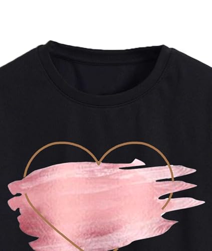 Toplot Heart Printed Round Neck Crop Top For Women (Big-Heart-Top-5201-Black-Xs),Black,,B0DCTJ62RS