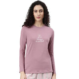 Enamor Women'S Letter Print Slim Fit T-Shirt (E157_Dusky Orchid,Dusky OrchidApparel,L