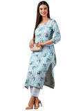 Gosriki Women'S Cotton Blend Straight Printed Kurta With Pant (Bhutam Blue-Gs_M_Blue_Medium),Blue,,B0D5VKZ1X5