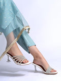 Shoetopia Womens Silver Rhinestone Strap Heeled Sandals Block Heel Open Toe Party & Wedding Footwear Eu 41,Silver,8,B0DZVQJ2J7