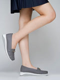 Shoetopia Upper Bow Detailed Grey Loafers For Women & Gilrs /Eu42,Grey,9,B0F9FPQTCK