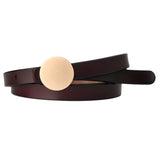 Jkaur WomenS Thin Genuine Leather Belt Decorative Knotted Small Belt With Buckle For Dresses And Outfits