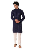 LookMark Present Men's Pure Rayon Chikankari Sequins Kurta||Men's Chikankari Navyblue Coloured Kurta|| AZ-LM-OG-Kurta 11 Navy Bl
