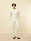 Manyavar Printed Casual Full Sleeves Short Kurta For Men - (Beige, Large)