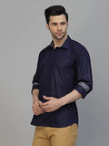 Lookmark Men'S Cotton Blend Stitched Solid Full Sleeve Shirt(New-Shirt 04-L) Blue