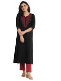 Libas Women'S Viscose Rayon Yoke Design Straight Kurta (29658_Black_Xl)