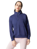 Fyltr Women'S Casual Stand Collar Jacket With Drop Shoulder & Boxy Fit - Half Zipper | Utility Pockets | Rib Hem & Cuff,Bewitched Blue,Bewitched Blue,2Xl
