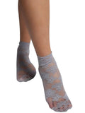 Wklouyhe WomenS Floral Lace Fishnet Ankle Socks Cotton Hollow Out Dress Sock_(Pack Of 01,Free Size,Grey)