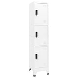 vidaXL Steel Locker Cabinet, 3 Lockable Doors, Storage Organizer, Modern Design for Office/School, Easy-to-Clean, with Air Vents