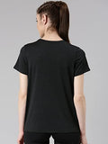 Enamor Women'S Polyester Letter Print Relaxed Fit T-Shirt (A309_Black Melange-Active Reflective, Large