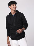Adro Mens Cotton Solid Zipper Hoodie Sweatshirts (Zh23-Pln-Bl_Black_Xl)