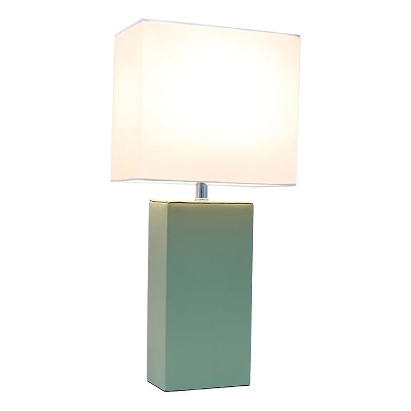 All The Rages Lexington 21' Engineered Wood & Leather Table Lamp In Sage Green