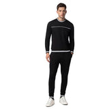 Fyltr Men'S Sweatshirt & Jogger Casual Co-Ord Set With Striped Rib Detail - Stripe Rib Detail On Neck Cuff & Hem | Casual Winterwear For Men,Every Ebony,Every Ebony,2Xl
