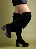Shoetopia Knee-High Black Boots For Women & Girls /Eu37,Black,4,B0DNXQ3DJR