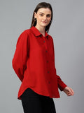 Kotty Women'S Oversized Cotton Blend Shirt(Red,M)